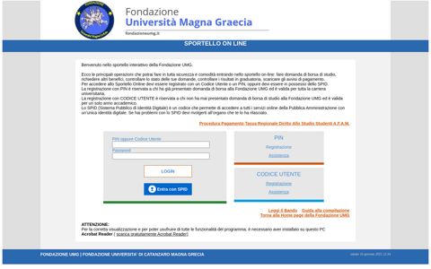 DSU Magna Graecia - Domanda Web - Fondazione UMG