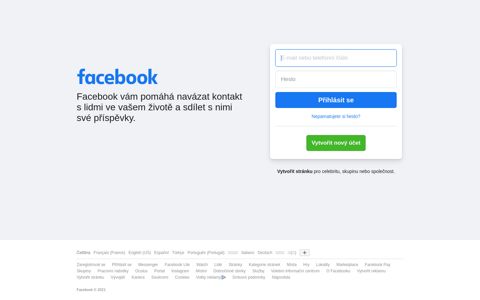 Facebook – přihlaste se, nebo se zaregistrujte