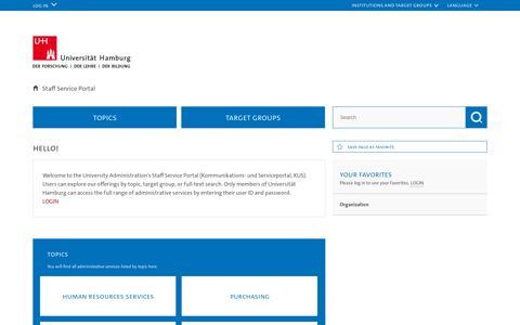 Staff Service Portal - KUS-Portal - Universität Hamburg