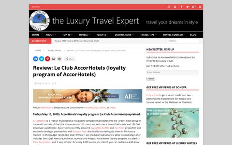 Review: Le Club AccorHotels (loyalty program of AccorHotels)
