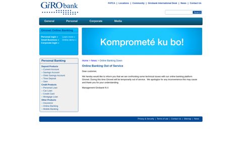 Online Banking Down - Girobank Curacao