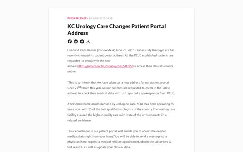 KC Urology Care Changes Patient Portal Address | Cancer ...