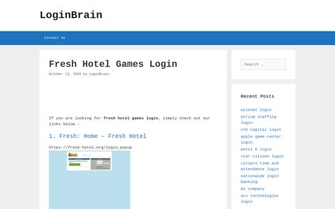 fresh hotel games login - LoginBrain