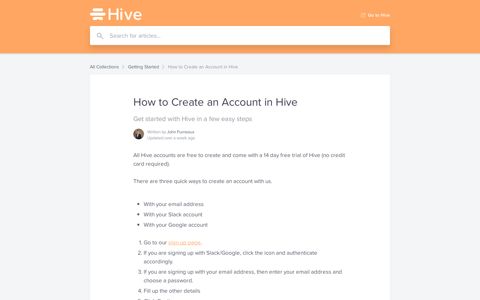 How to Create an Account in Hive | Hive Help