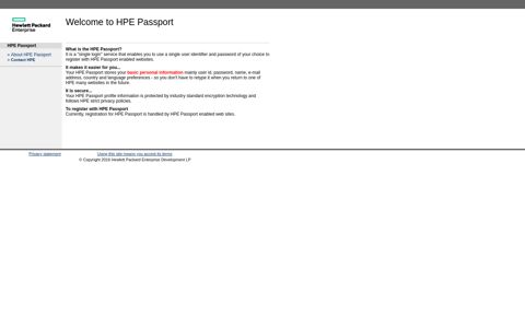 HPE Passport - Welcome Page