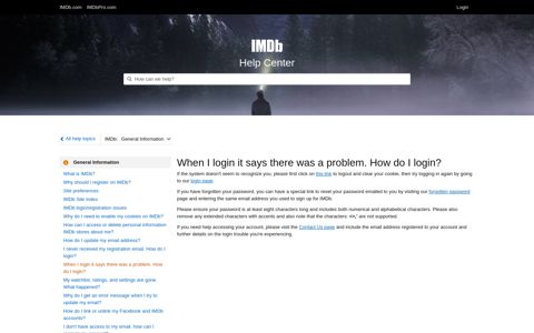 When I login it says there was a problem. How ... - IMDb | Help