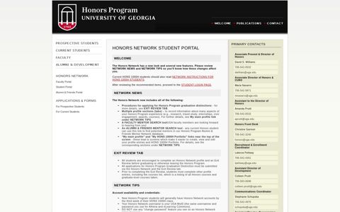 Honors Network Student Portal - UGA Honors Program