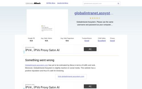 Globalintranet.assystem.com website. Something went wrong.