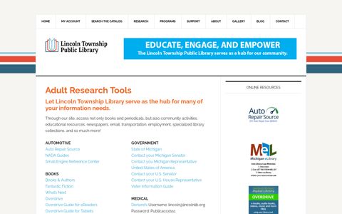 Adult Research Tools – Lincoln Township Public Library