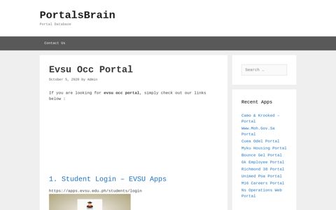 Evsu Occ - Student Login - Evsu Apps