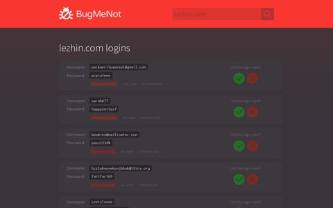 lezhin.com passwords - BugMeNot