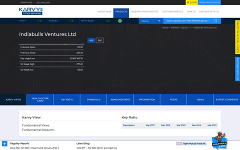 Indiabulls Ventures Ltd - Karvy Online