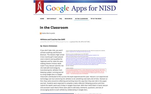 In the Classroom - Google Apps for NISD - Google Sites