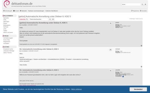 [gelöst] Automatische Anmeldung unter Debian 9, KDE 5 ...