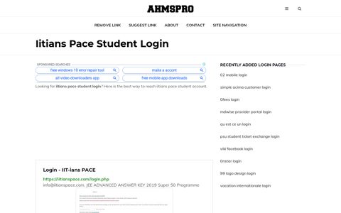iitians pace student ✔️ Login - IIT-ians PACE - AhmsPro.com