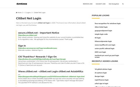 Citibet Net Login ❤️ One Click Access