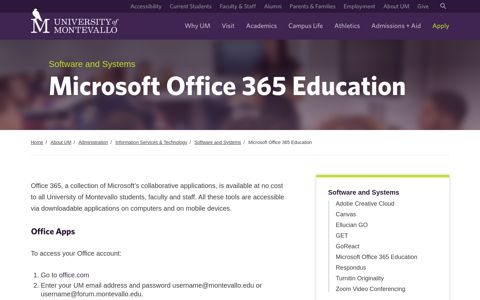 Microsoft Office 365 Education - The University of Montevallo