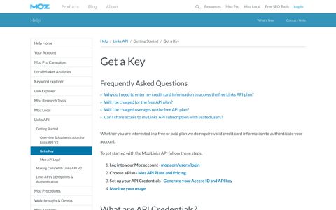 Get a Moz Links API Key - Help Hub - Moz