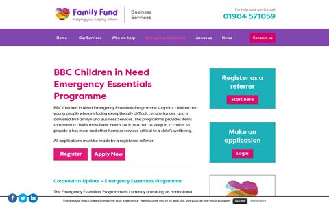 BBC Children in Need Emergency Essentials Programme ...
