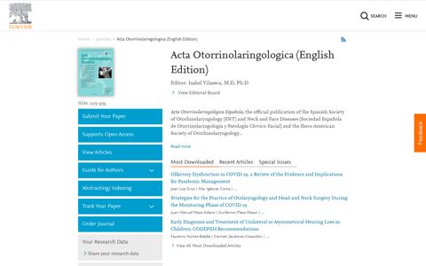 Acta Otorrinolaringologica (English Edition) - Journal - Elsevier