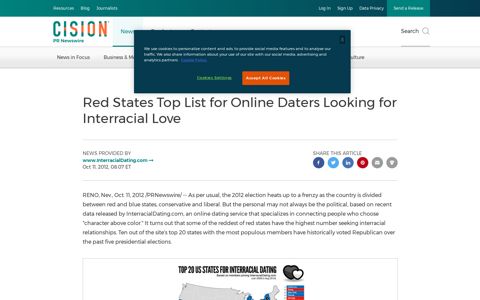 Red States Top List for Online Daters Looking for Interracial ...