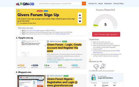 Givers Forum Sign Up - A database full of login pages from all ...