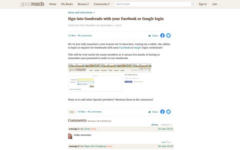 Sign into Goodreads with your Facebook or Google login ...