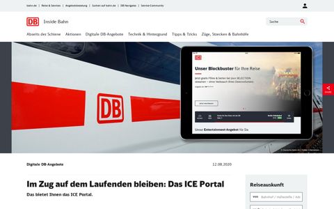 Bestens informiert mit dem neuen ICE Portal | DB Inside Bahn