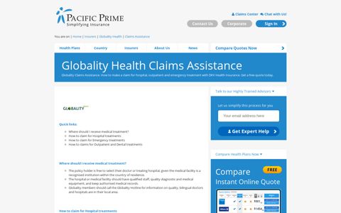 Globality Health Insurance Claims Assistance - Pacific Prime