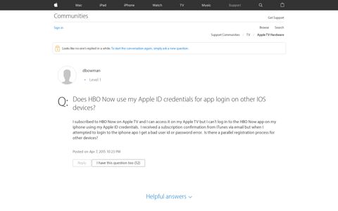 Does HBO Now use my Apple ID credentials … - Apple ...