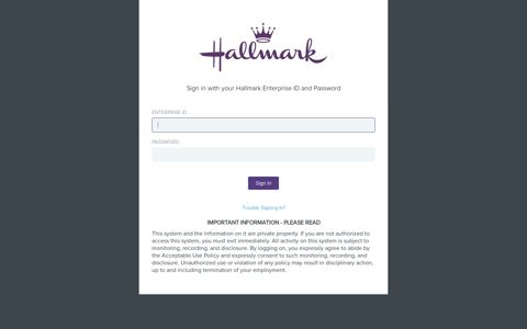 Sign in with your Hallmark Enterprise ID and Password