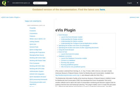 eVis Plugin - QGIS Documentation
