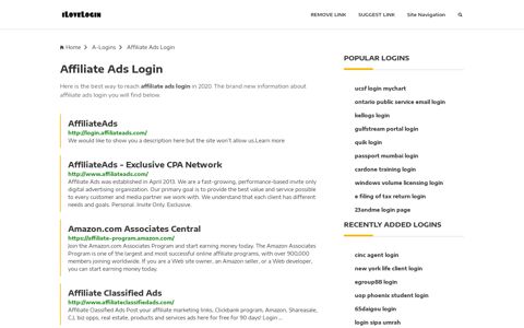 Affiliate Ads Login ❤️ One Click Access