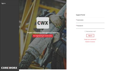 Sign in - Coreworx Support Portal