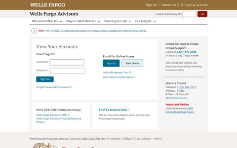 Sign on to View Your Wells Fargo Advisors Accounts
