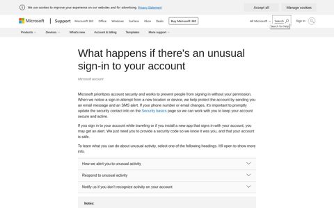 What happens if there's an unusual sign-in to your account