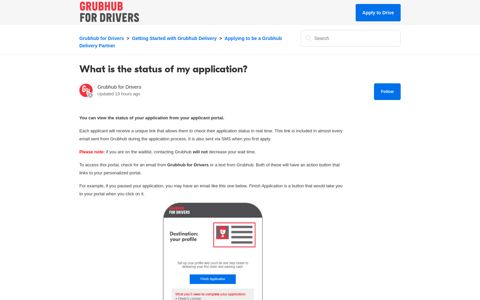 What is the status of my application? – Grubhub for Drivers