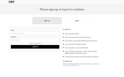 Login - The Business of Fashion