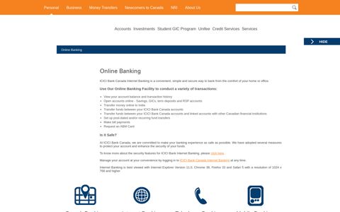 Online Banking: ICICI Bank Canada