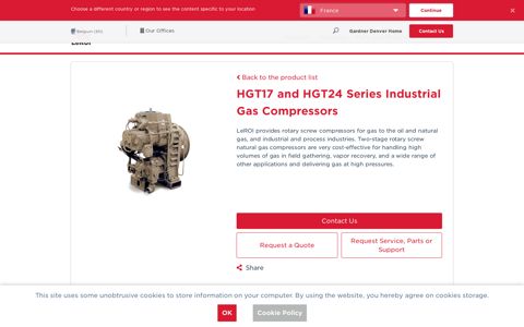 Two Stage Industrial Gas Compressor | HGT17 and HGT24