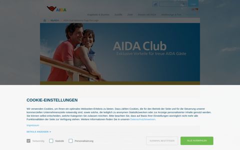 AIDA Club Welcome Page Pre Login - Aida Cruises