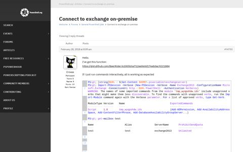 Topic: Connect to exchange on-premise | PowerShell.org