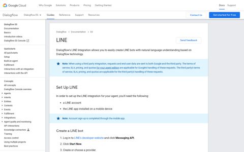 LINE | Dialogflow ES | Google Cloud