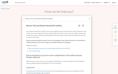 Recover Your Lost Master Password for LastPass - LastPass ...