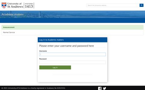 University of St Andrews: Log in to the portal | Academic matters