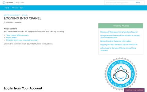 Logging Into cPanel - Liquid Web Support Tickets