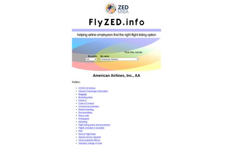 American Airlines, Inc. | Find flight listing option at FlyZED | ID ...