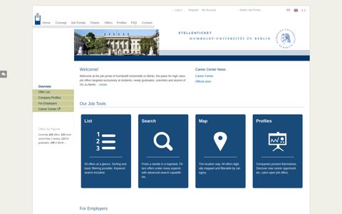 Academic job portal Stellenticket Humboldt-Universität zu Berlin