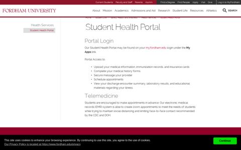 Student Health Portal | Fordham