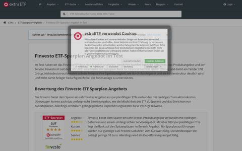Finvesto ETF-Sparplan Testbericht - Alles über ETFs - extraETF